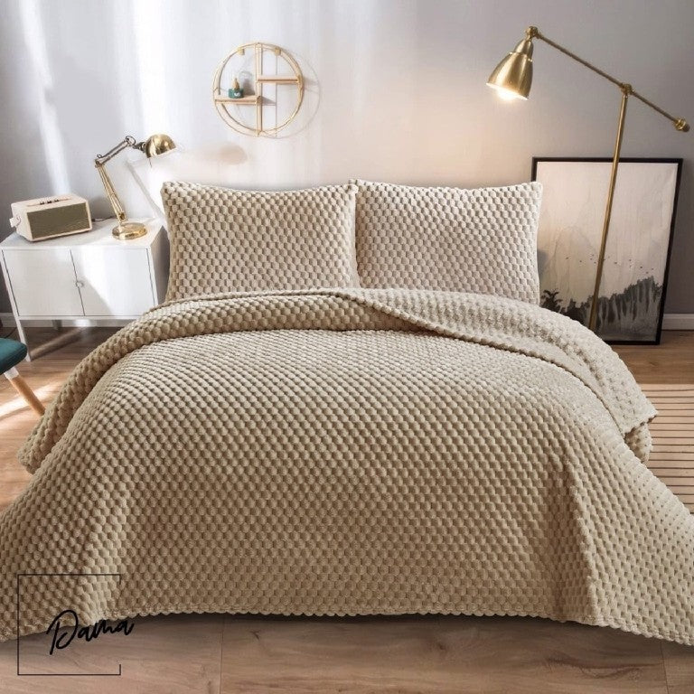 Çapa Home Dama Yatak Örtüsü Tek Kişilik - Krem