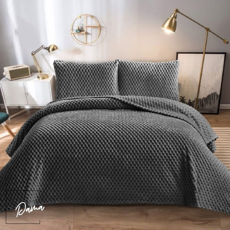 Çapa Home Dama Yatak Örtüsü Tek Kişilik - Antrasit