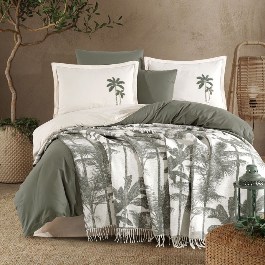 Clasy Arvona V1 Runforce Battaniyeli Nevresim Takımı Çift Kişilik - Yeşil