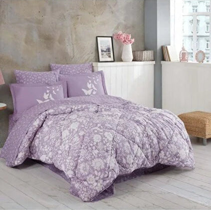 Hobby Poplin Hira Uyku Seti Çift Kişilik - Lila