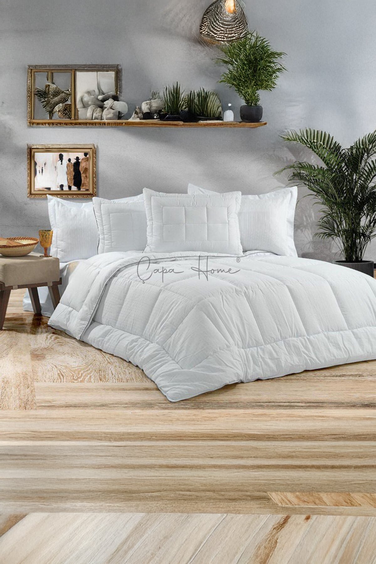 Çapa Home Lirio Yorgan Seti Çift Kişilik - Gri