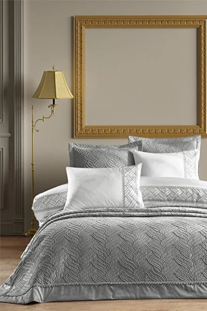 İyi Geceler İstanbul Talia Yatak Örtüsü Seti Çift Kişilik - Gri