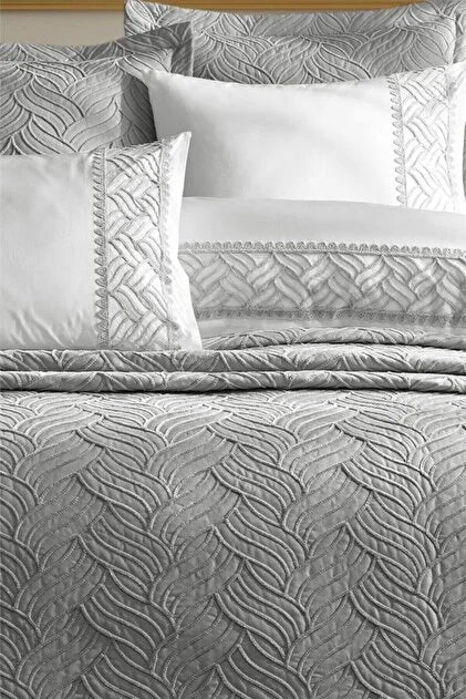 İyi Geceler İstanbul Talia Yatak Örtüsü Seti Çift Kişilik - Gri