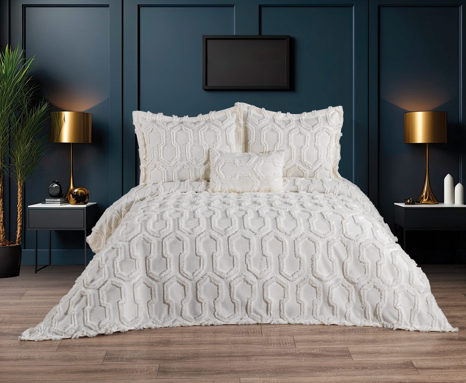 Anna Karina Florentina 4 Parça Yatak Örtüsü - Krem