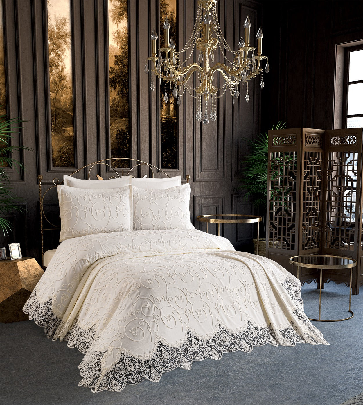 Anna Karina İsabella Pike Takımı Çift Kişilik - Krem