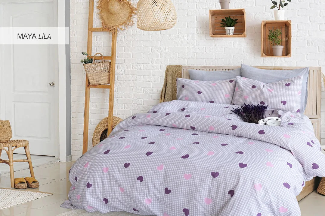 İyi Geceler İstanbul Cotton Life Nevresim Takımı Çift Kişilik - Maya Lila