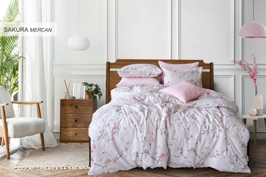 İyi Geceler İstanbul Cotton Life Nevresim Takımı Çift Kişilik - Sakura Mercan