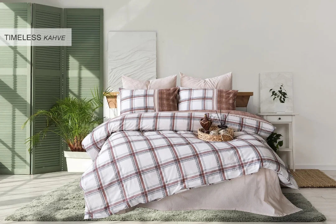 İyi Geceler İstanbul Cotton Life Nevresim Takımı Çift Kişilik - Timeless Kahve