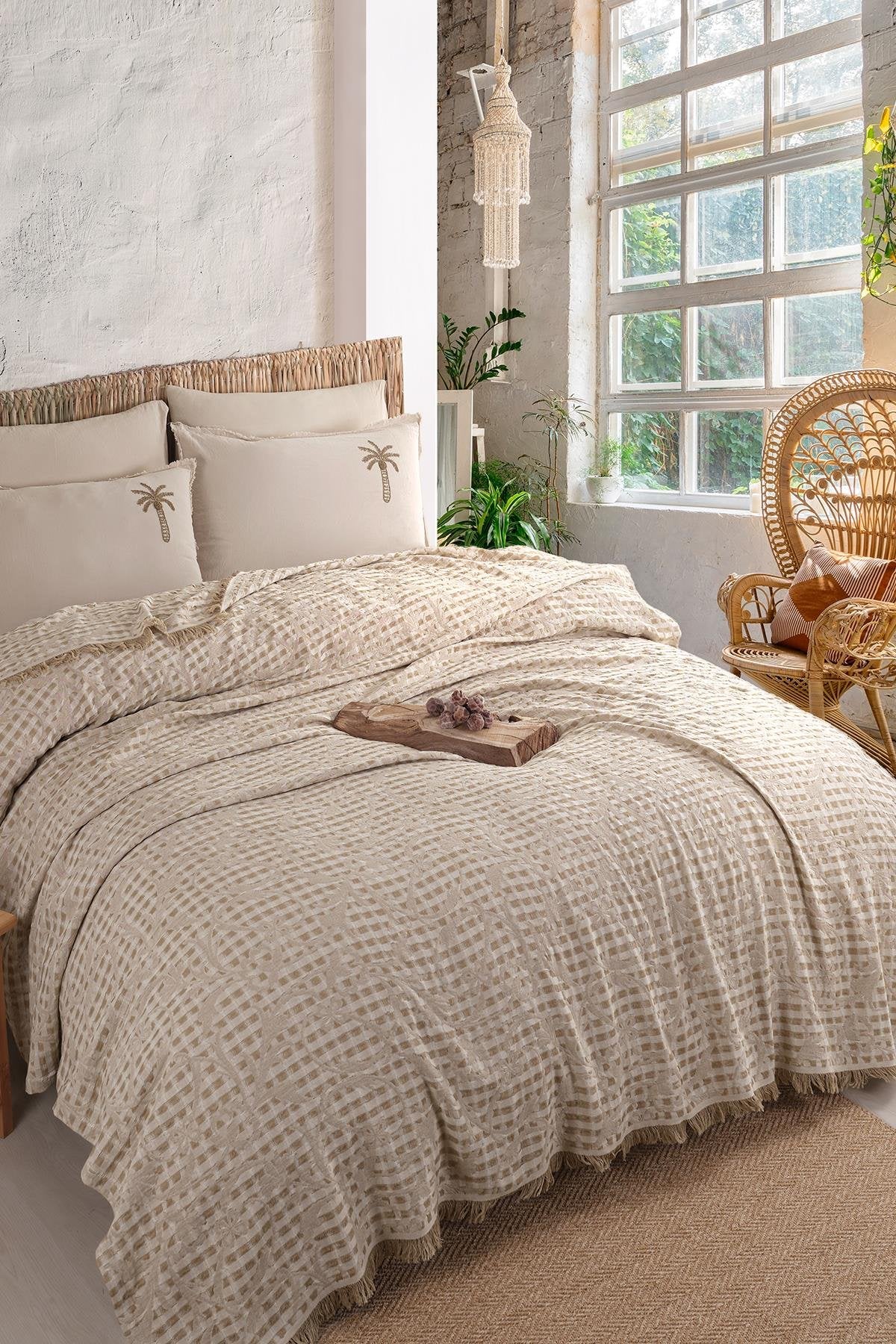 İyi Geceler İstanbul Agora Jakarlı Pike Seti Çift Kişilik - Ekru