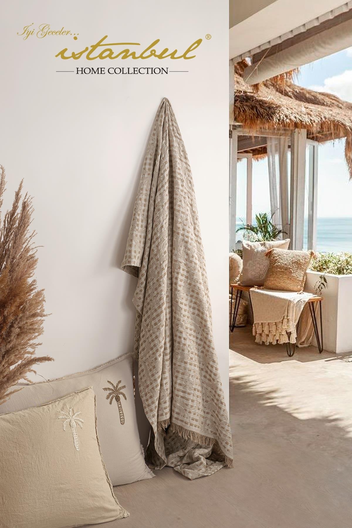 İyi Geceler İstanbul Agora Jakarlı Pike Seti Çift Kişilik - Ekru