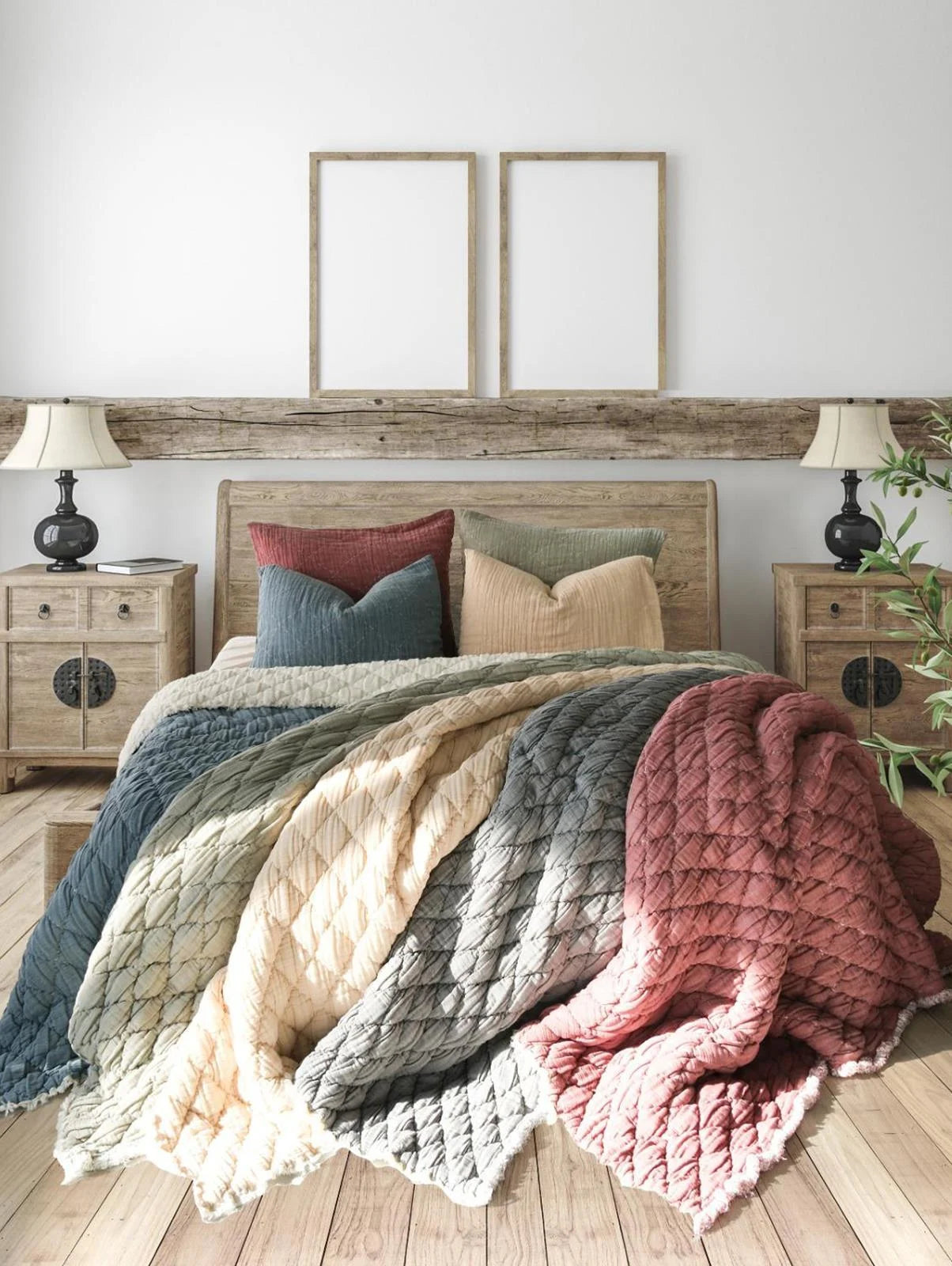 Atlas Çift Kişilik Yatak Örtüsü & Yorgan Seti - İndigo