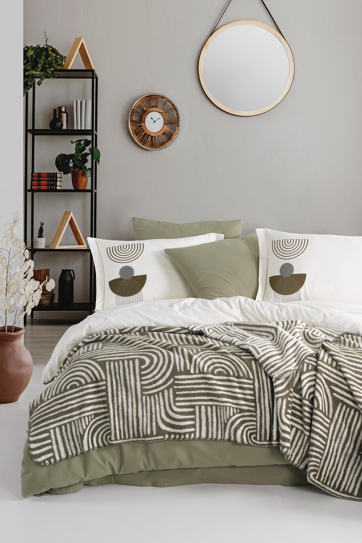 Babil Battaniyeli Nevresim Takımı Çift Kişilik - Haki