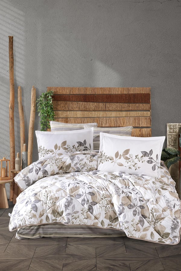 Clasy Azura V1 Yorgan Seti Çift Kişilik - Taş