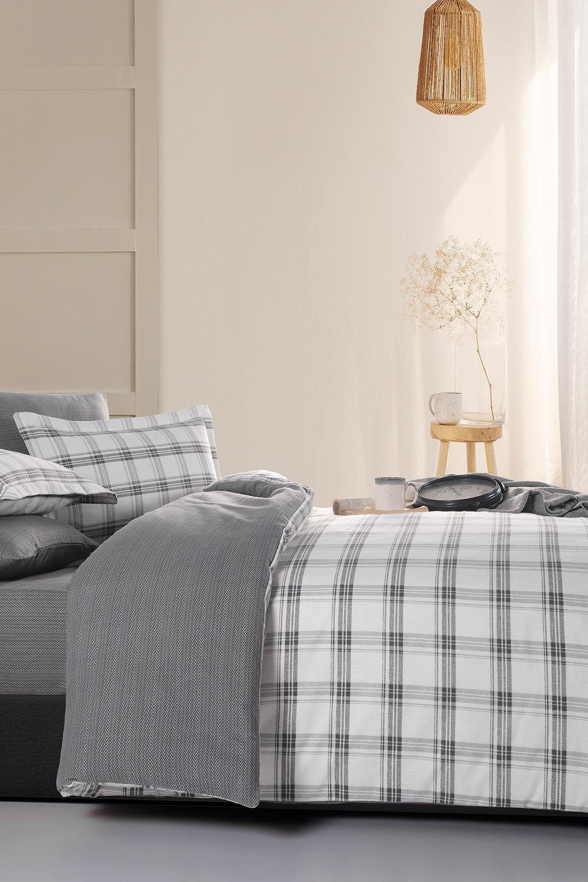 İyi Geceler İstanbul Flanel Çift Kişilik Nevresim Takımı - Vista Gri
