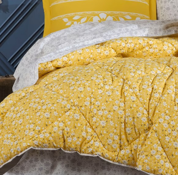 Hobby Poplin Sofia Uyku Seti Çift Kişilik - Sarı