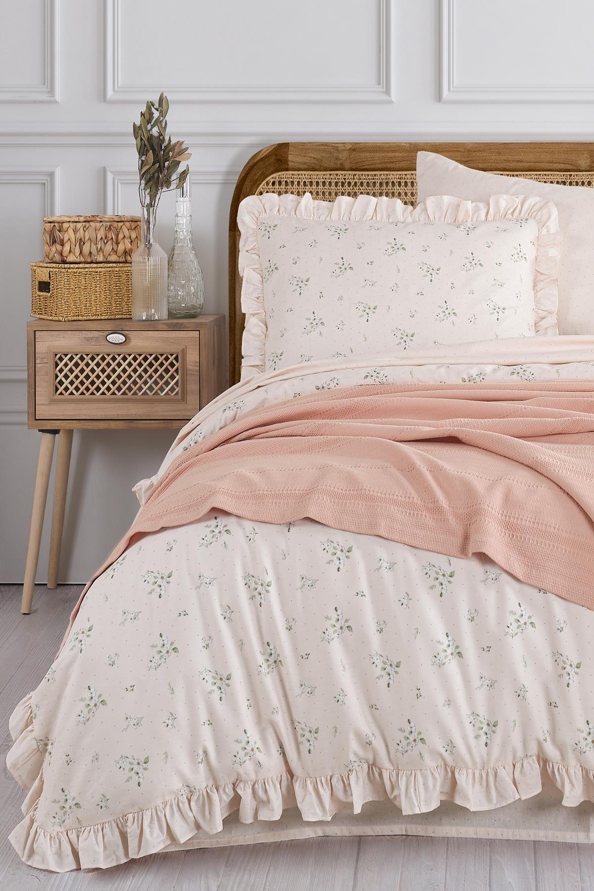 Le Amore Nevresimli Pike Takımı Çift Kişilik - Pudra