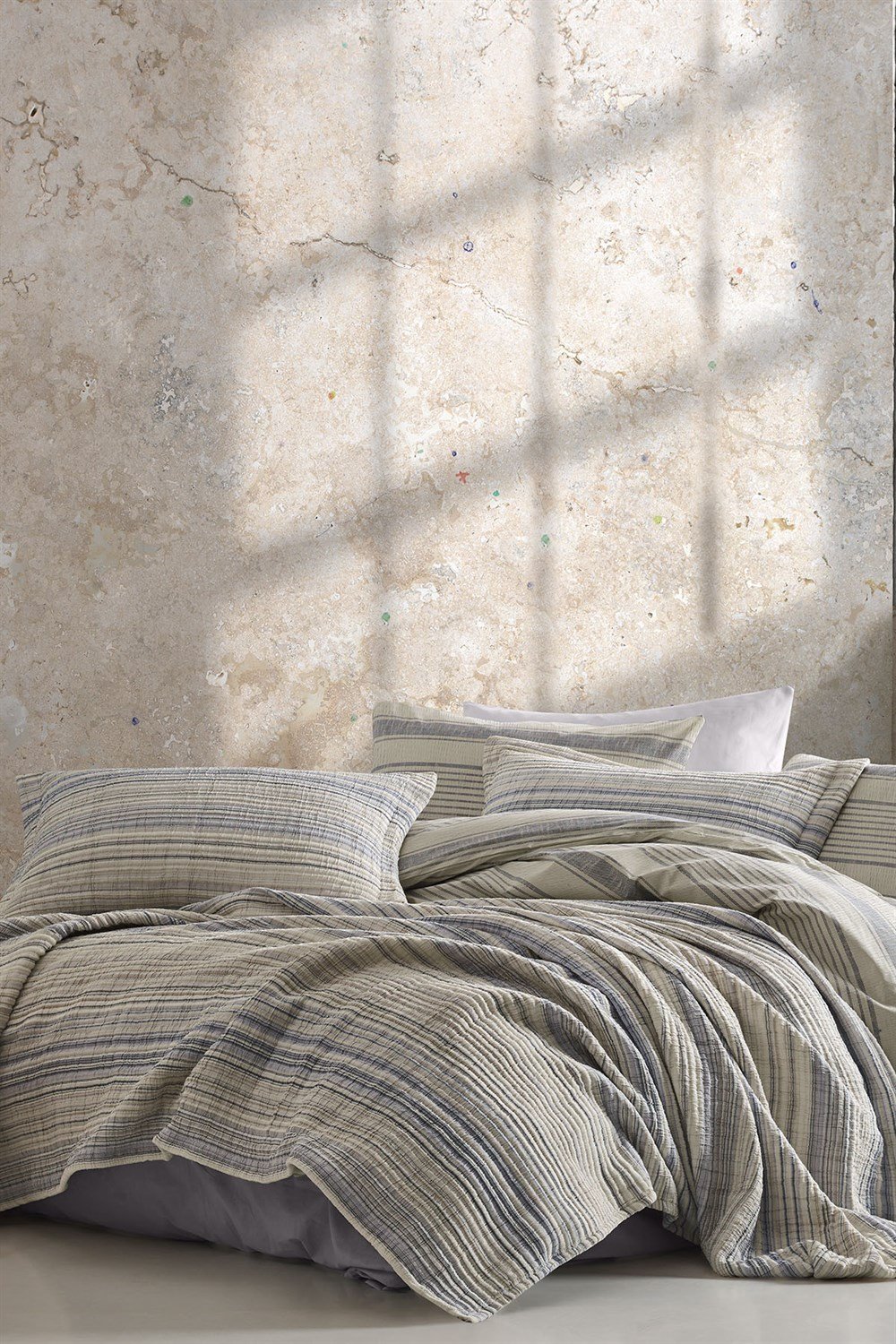 İyi Geceler İstanbul Naturalist Tek Kişilik Yatak Örtülü Nevresim Seti Seti - Gri