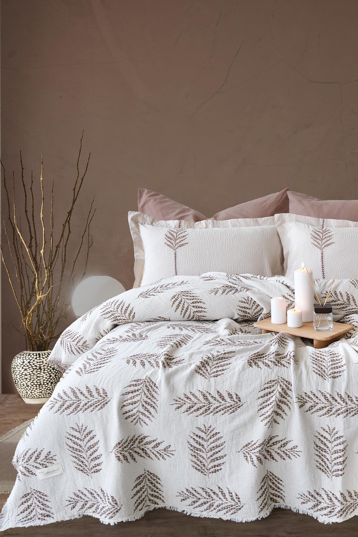 İyi Geceler İstanbul Olive Earth Pike Takımı Çift Kişilik - Kahve