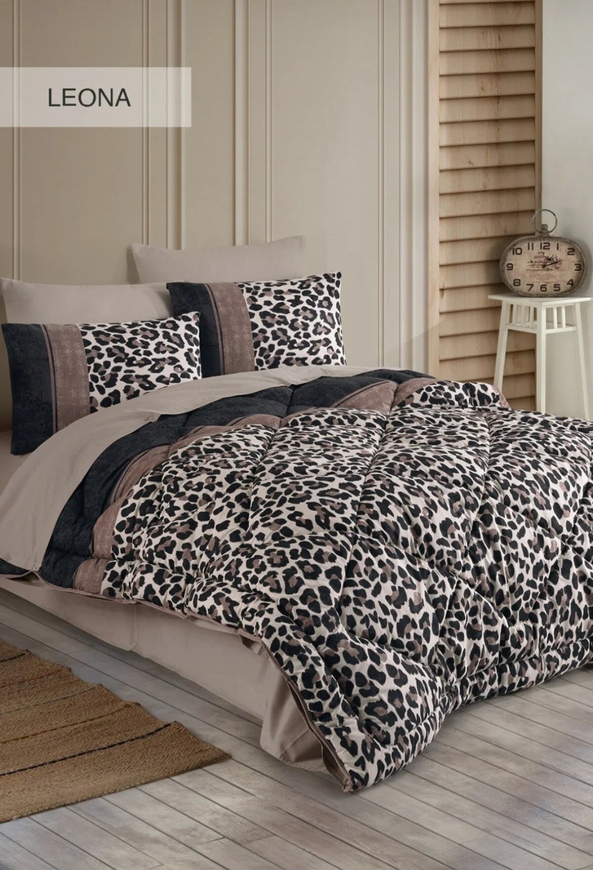 İyi Geceler İstanbul Leona Desen Uyku Seti Tek Kişilik - Leopar