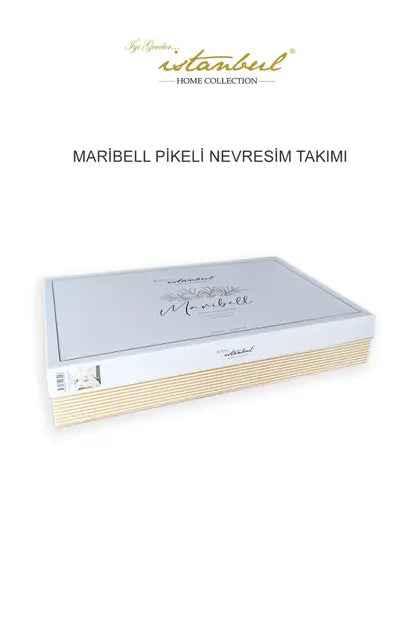 İyi Geceler İstanbul Maribell Pikeli Nevresim Takımı Çift Kişilik - Mavi