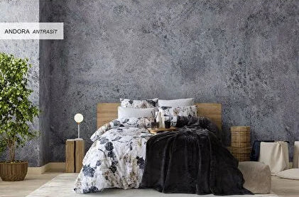 İyi Geceler İstanbul Misty Battaniyeli Nevresim Takımı Çift Kişilik - Andora Antrasit