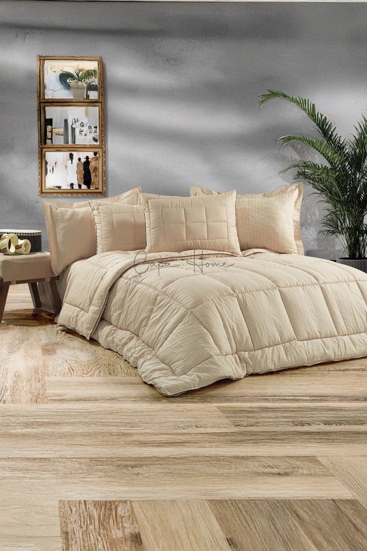 Çapa Home Lirio Yorgan Seti Çift Kişilik -  Bej