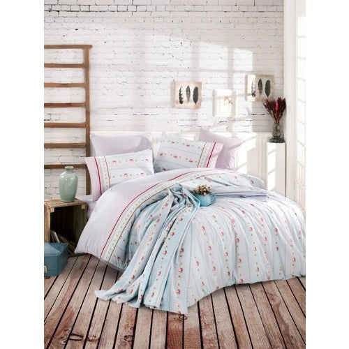 İyi Geceler İstanbul Cotton Life Pike Takımı Tek Kişilik - Amie Mavi