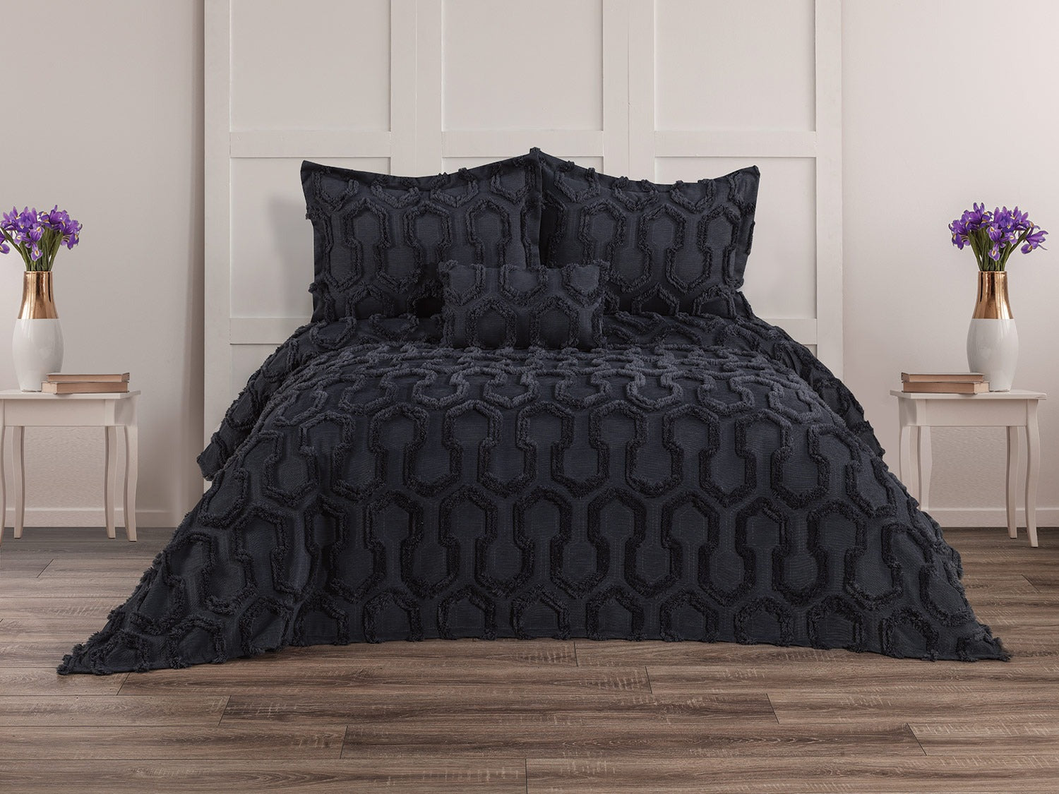 Anna Karina Florentina 4 Parça Yatak Örtüsü - Antrasit