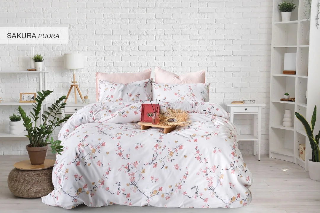 İyi Geceler İstanbul Cotton Life Nevresim Takımı Çift Kişilik - Sakura Pudra
