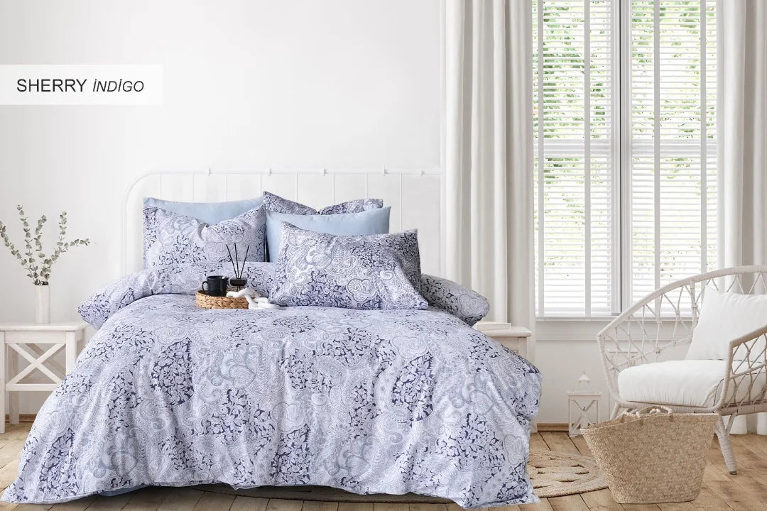 İyi Geceler İstanbul Cotton Nevresim Takımı Life Çift Kişilik - Sherry İndigo