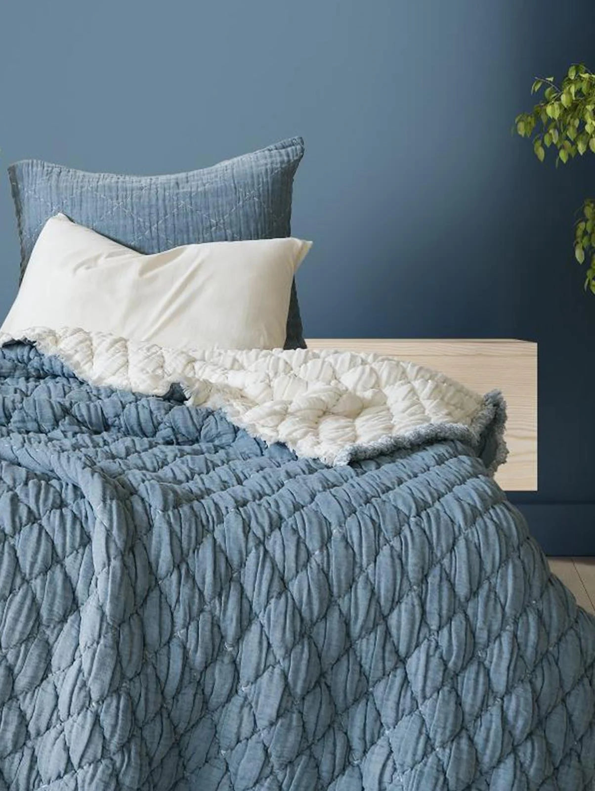 Atlas Çift Kişilik Yatak Örtüsü & Yorgan Seti - İndigo