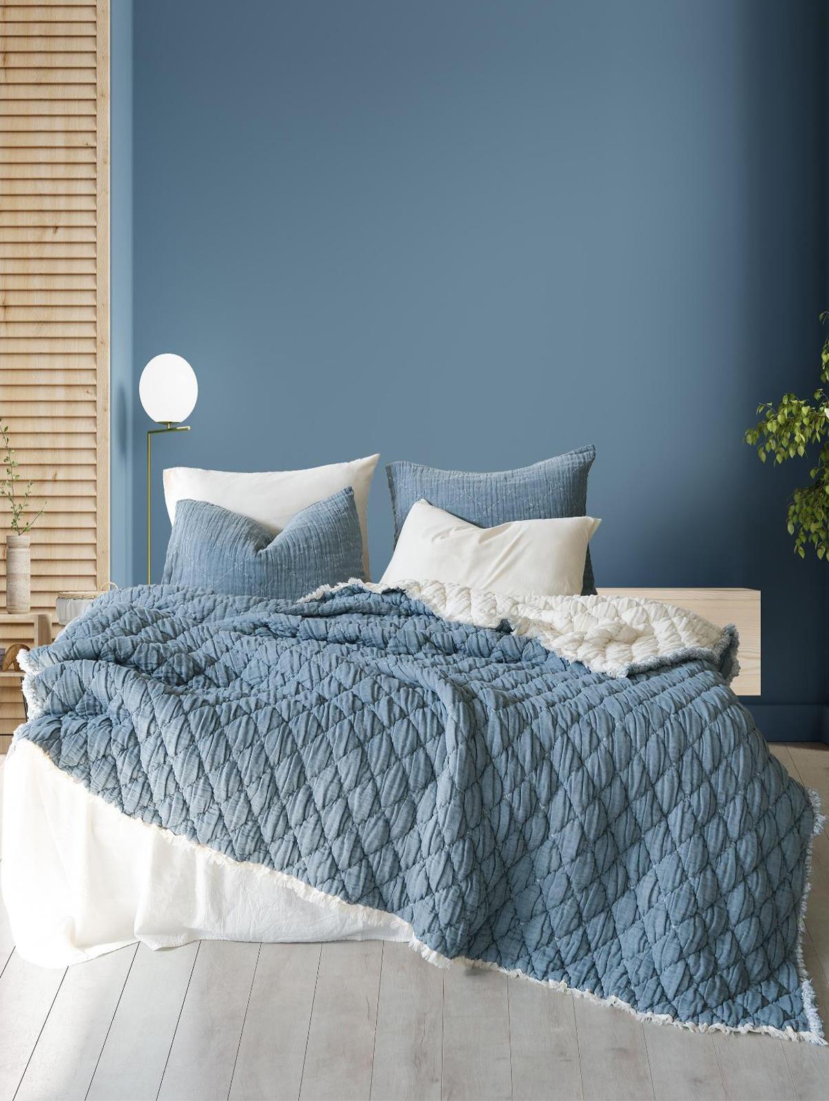 Atlas Çift Kişilik Yatak Örtüsü & Yorgan Seti - İndigo