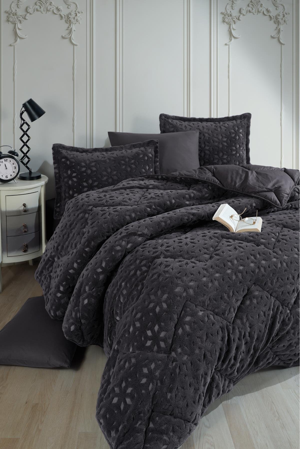 Clasy Babil V1 Wellsoft  Antrasit Uyku Seti Çift Kişilik