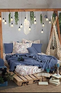 İyi Geceler İstanbul Boho Chic Püsküllü Battaniyeli Nevresim Takımı Tek Kişilik - Mavi