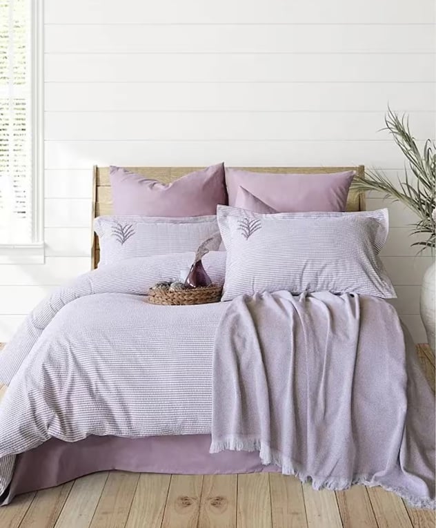 İyi Geceler İstanbul Maribell Pikeli Nevresim Takımı Çift Kişilik - Mürdüm