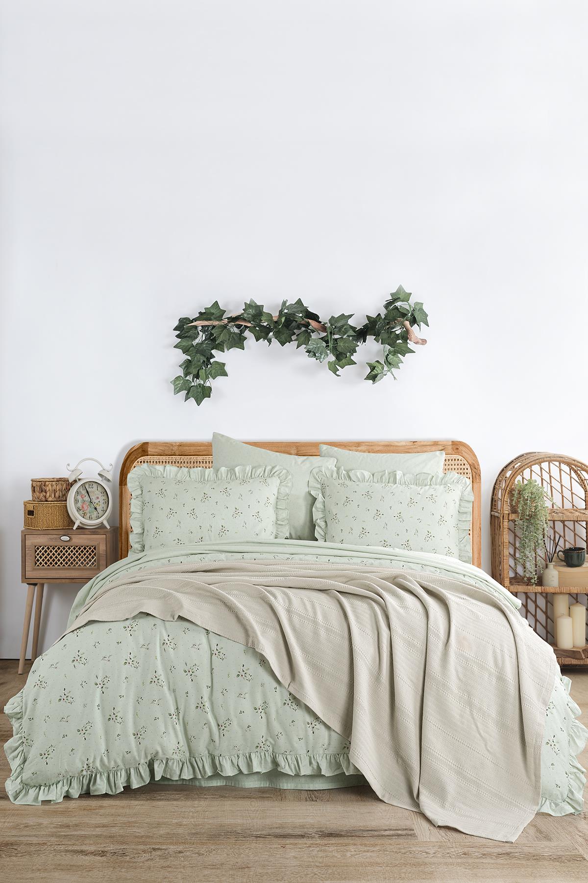 Le Amore Nevresimli Pike Takımı Çift Kişilik - Mint