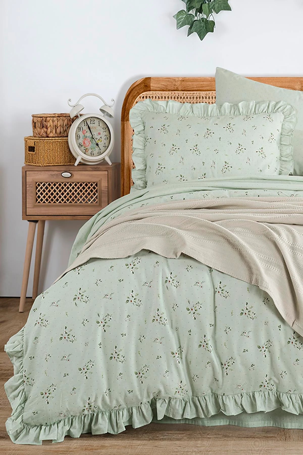 Le Amore Nevresimli Pike Takımı Çift Kişilik - Mint