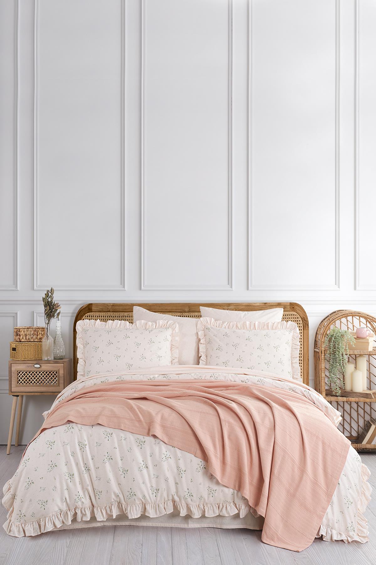 Le Amore Nevresimli Pike Takımı Çift Kişilik - Pudra