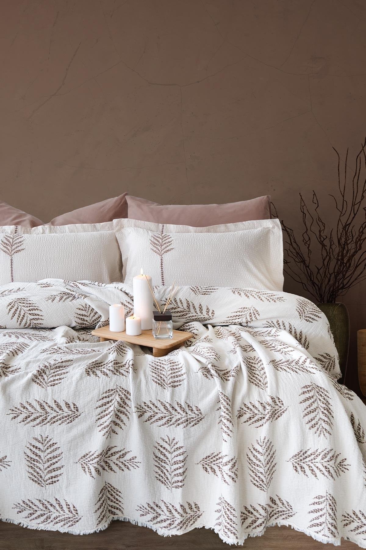 İyi Geceler İstanbul Olive Earth Pike Takımı Çift Kişilik - Kahve